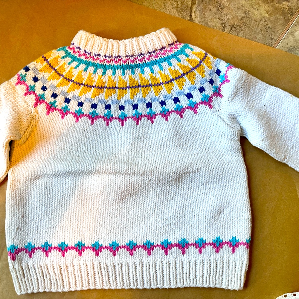 Vintage hand knitted girl’s cotton sweater